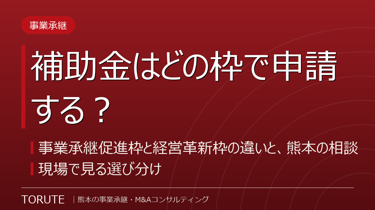 補助金はどの枠で申請する?事業承継促進枠と経営革新枠の違い