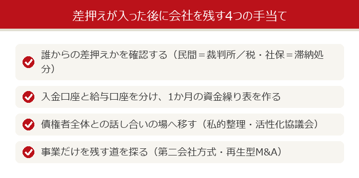差押えが入った後に会社を残す4つの手当て
