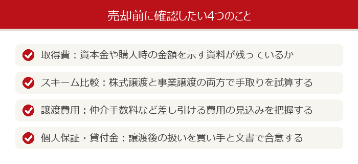 売却前に確認したい4つのこと