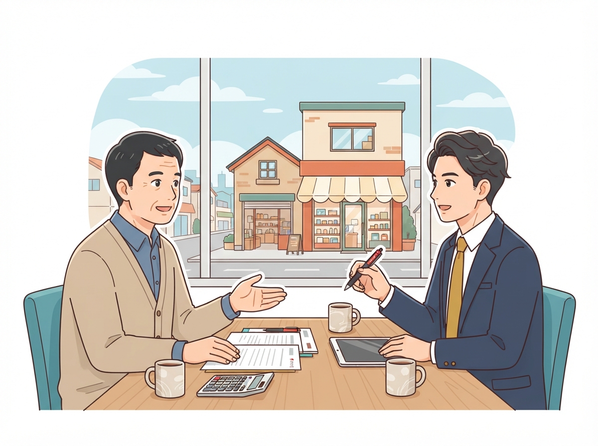 会社の売却の税金について相談する経営者と担当者