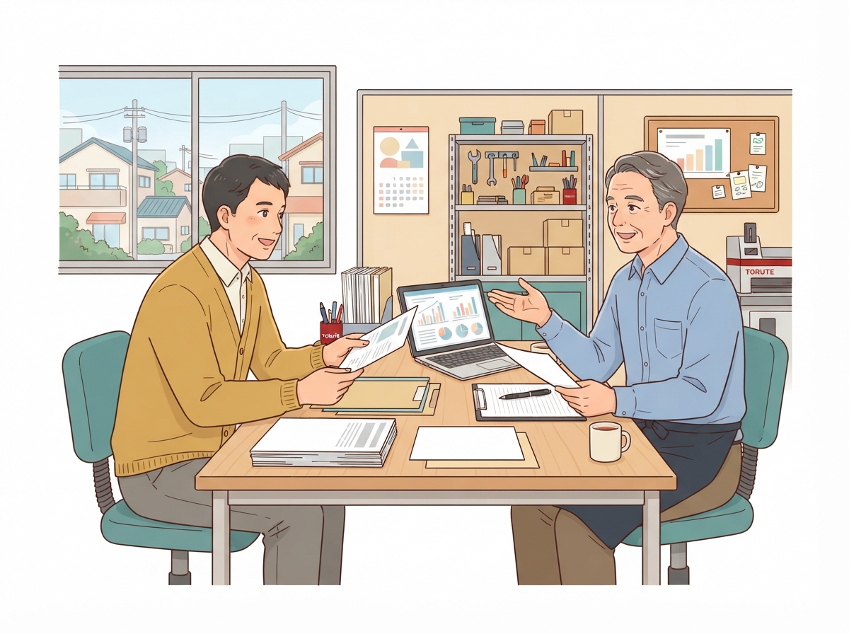 書類を確認する買い手と売り手